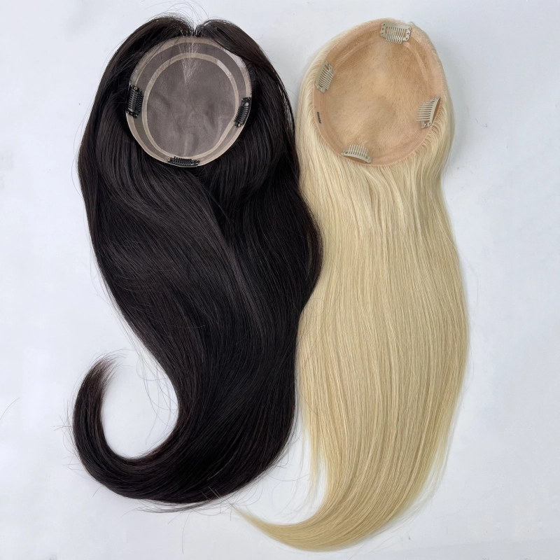 5.5*6.5 mono base european blonde human hair topper luxury for women virgin hair YR0053